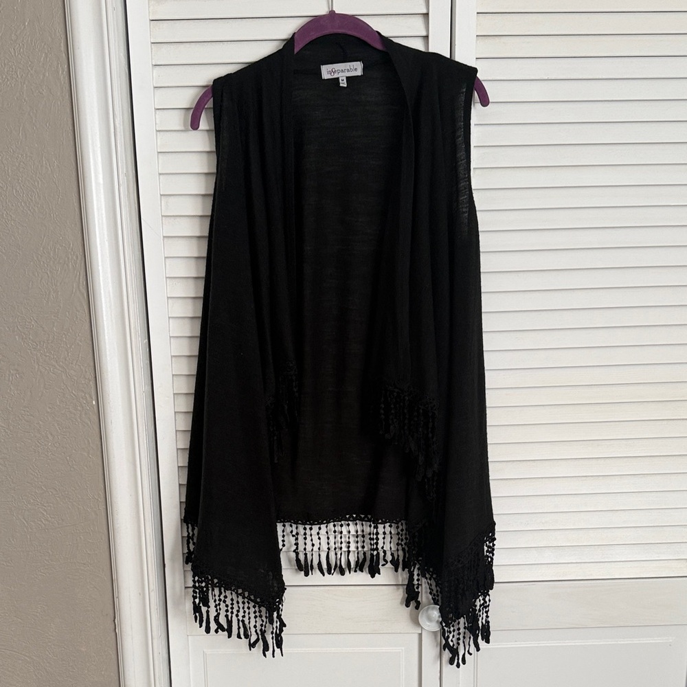 Black Fringe Cardigan